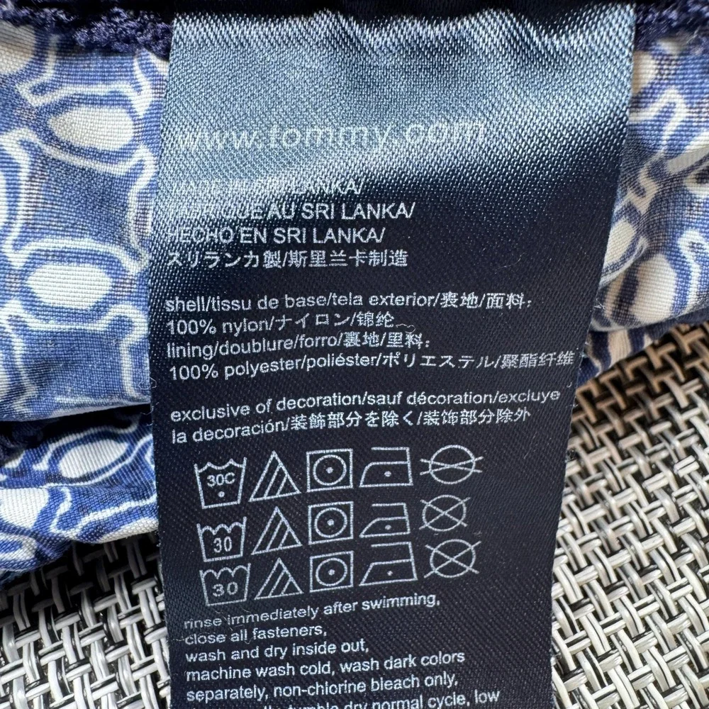 Tommy Hilfiger Men's Swim Trunks Large Blue Geometric Drawstring Board Shorts